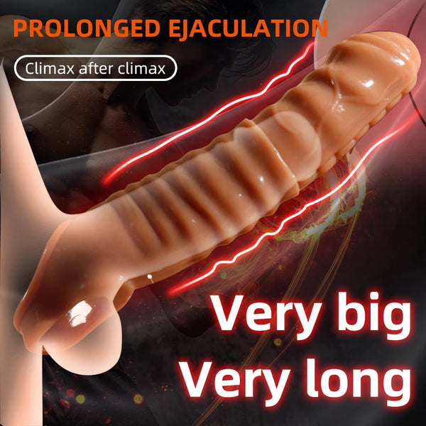Reusable Silicone Penis Enlarge Sleeve Cock Rings for Men Delay Ejaculation Stronger Ultra-Soft Enlargement Dick Sex Toys Goods