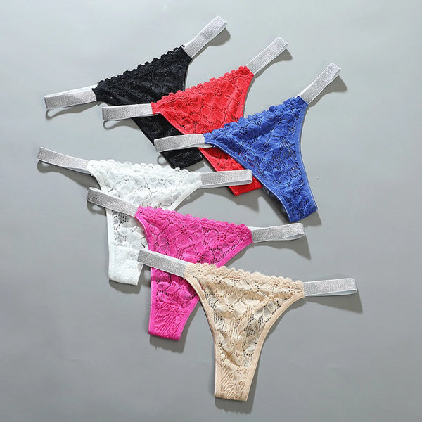 Solid Color Lace Underwear Women's Mid Waist Sexy Panties Seamless Thong T-Back Lingerie For Women Breathable G-String Sexy Toys