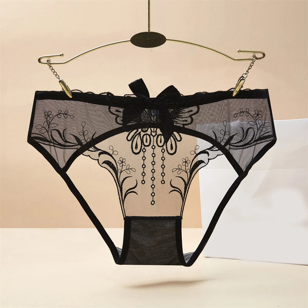 Women One Size Sheer Embroidery Sexy Panties Temptation Hollow T Back Seamless Underwear Ultra-Thin Sexy Lingerie LenceríA